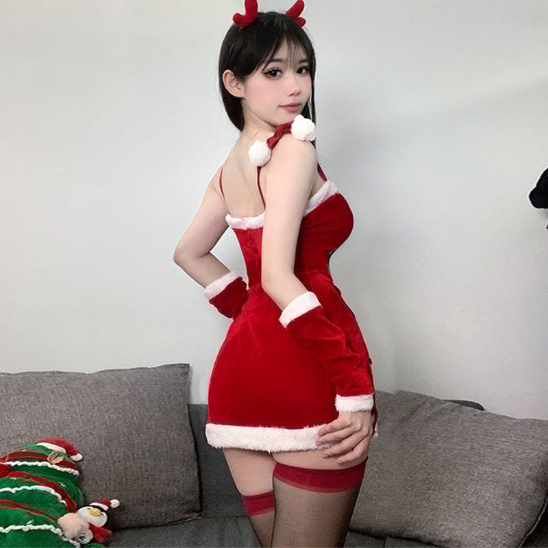 Sexy Slit Slip Lingerie Dress Set