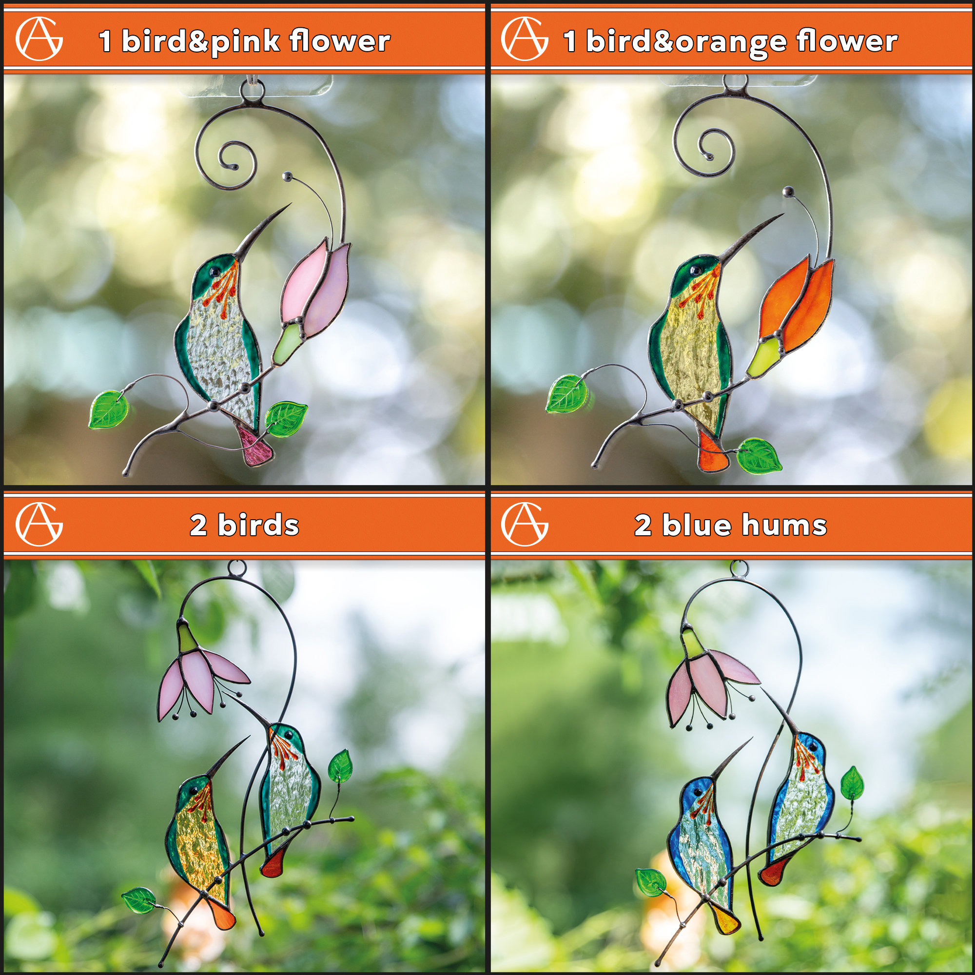Stained glass hummingbird window hangings decor