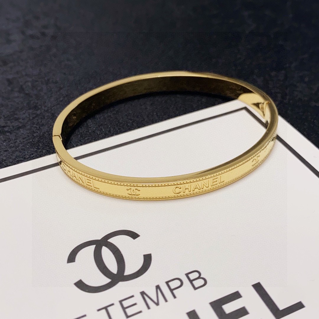 Chanel Engraved Double C Bracelet