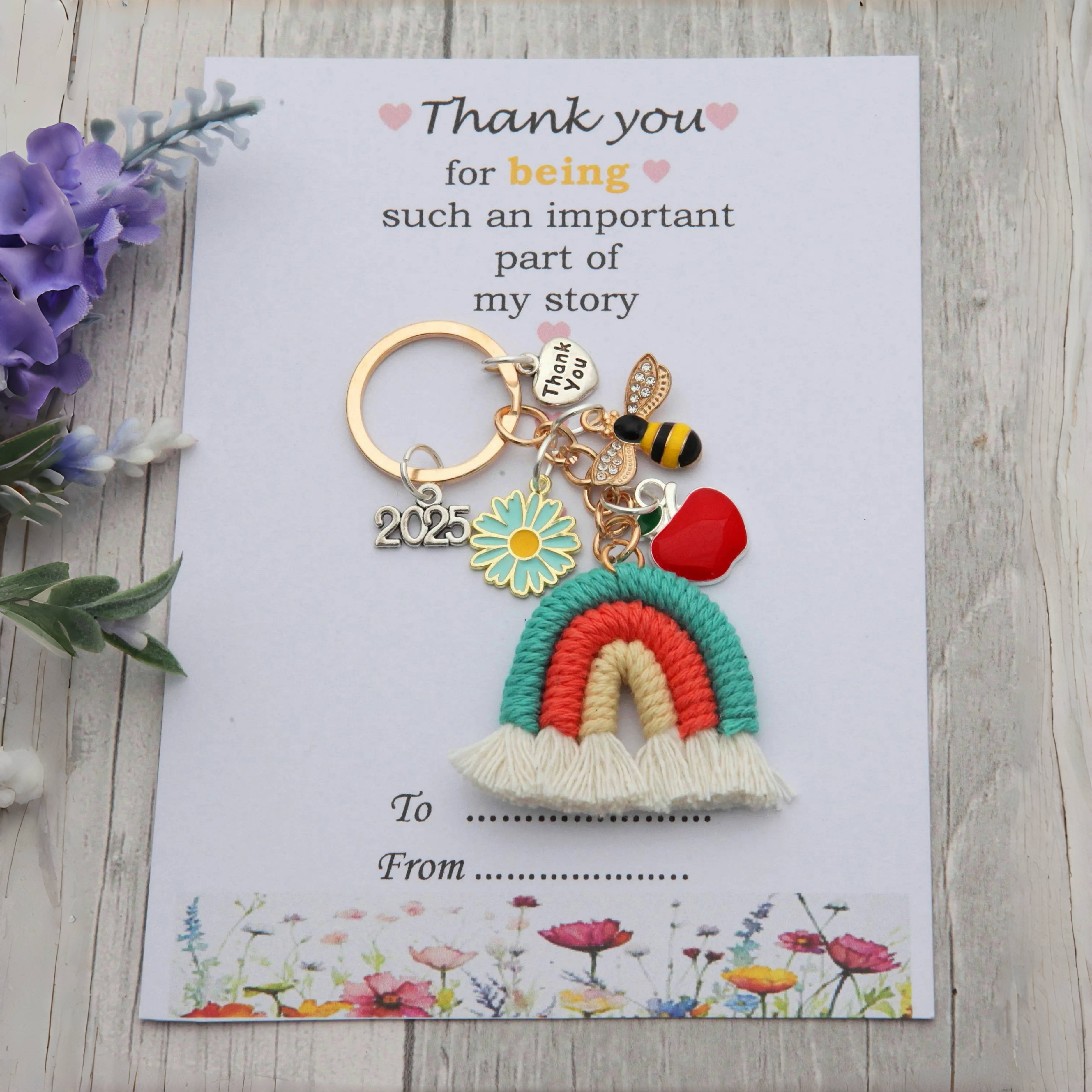 Rainbow & bee keying | Thank you gift🎁
