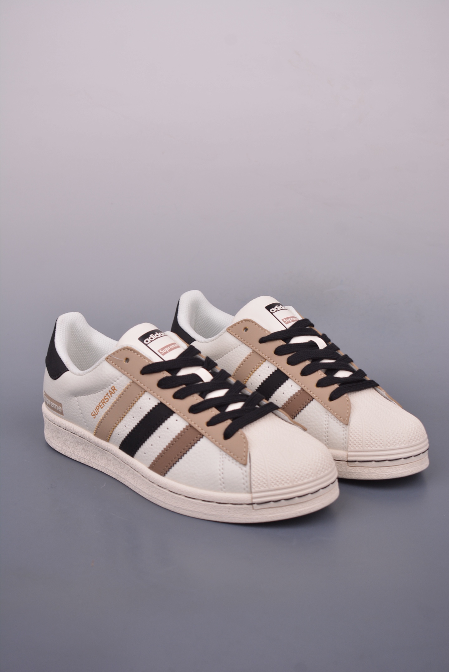 Supreme x Adidas Originals Superstar sneakers Coffee, White and Black SD6801