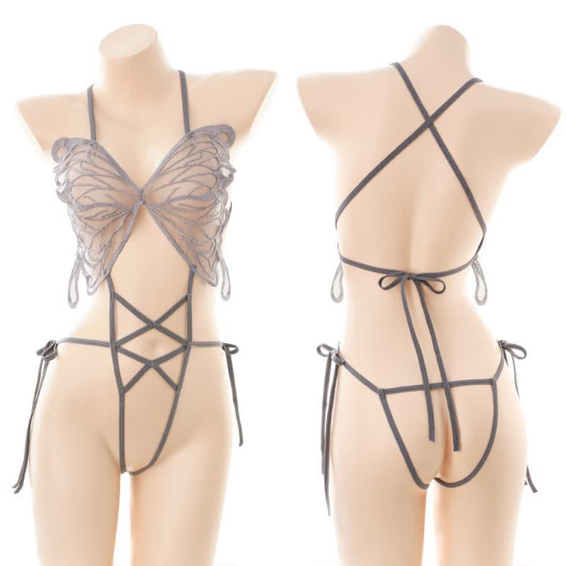 Butterfly Hollow Out See Through Jumpsuit Lingerie