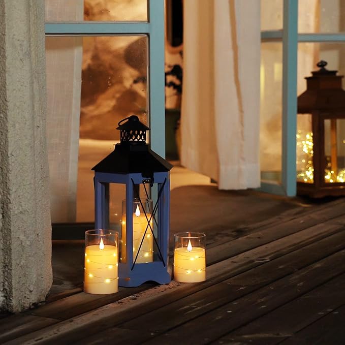 🕯️🕯️LED Candles With Embedded String Lights - (3-Piece Flameless Set)