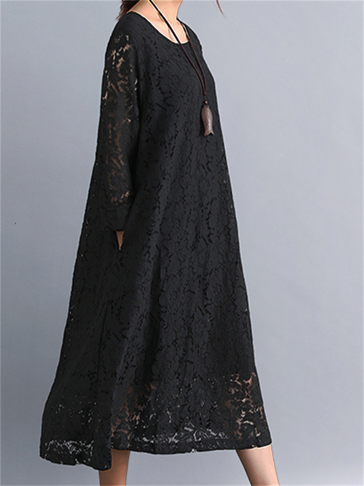 Floral Lace Flowy Oversize Maxi Dress