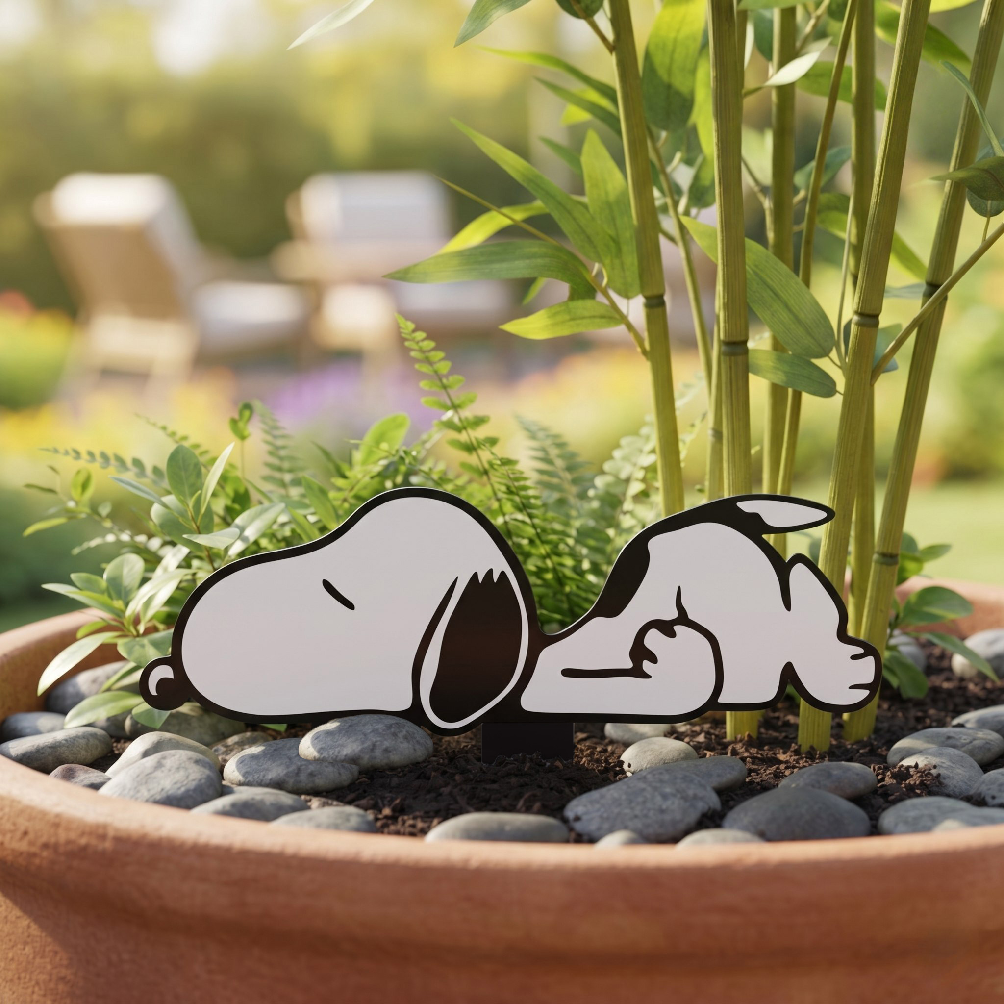 Sleeping Snoopy Metal Yard Stake | Garden Decor