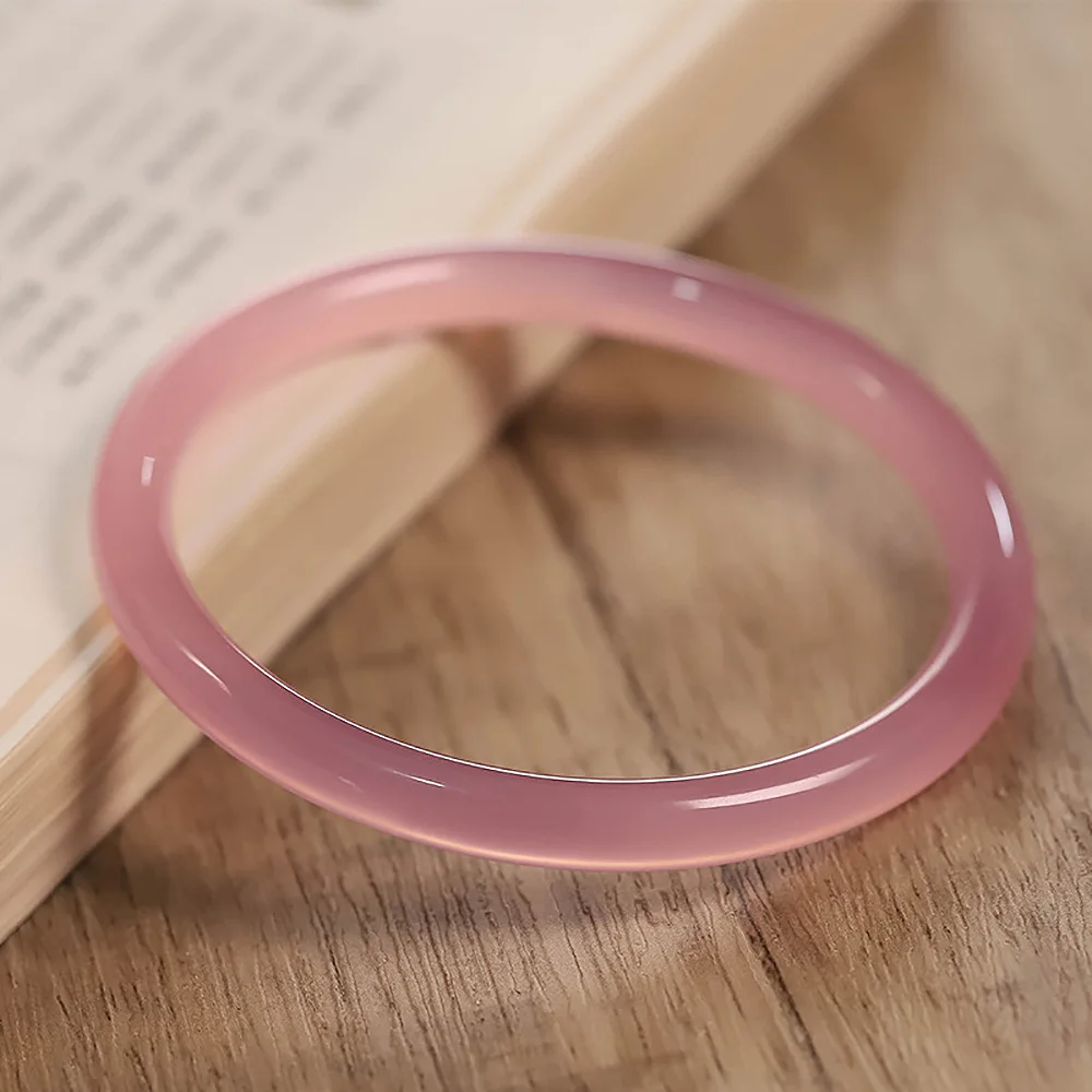 Natural Jade Pink Bangle Handring For Women Fashion Fine Jewelry Accessories Couple Bracelet Gift For Girlfriends Free Shipping