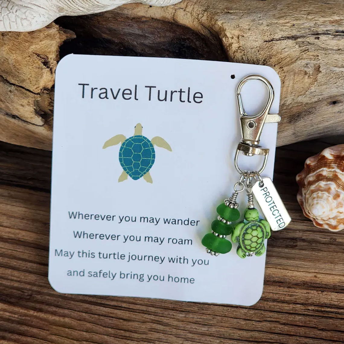 Sea glass Travel Turtle Charm