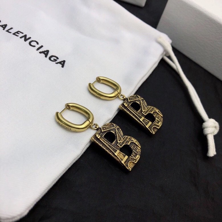 Balenciaga BB shallow carving earrings