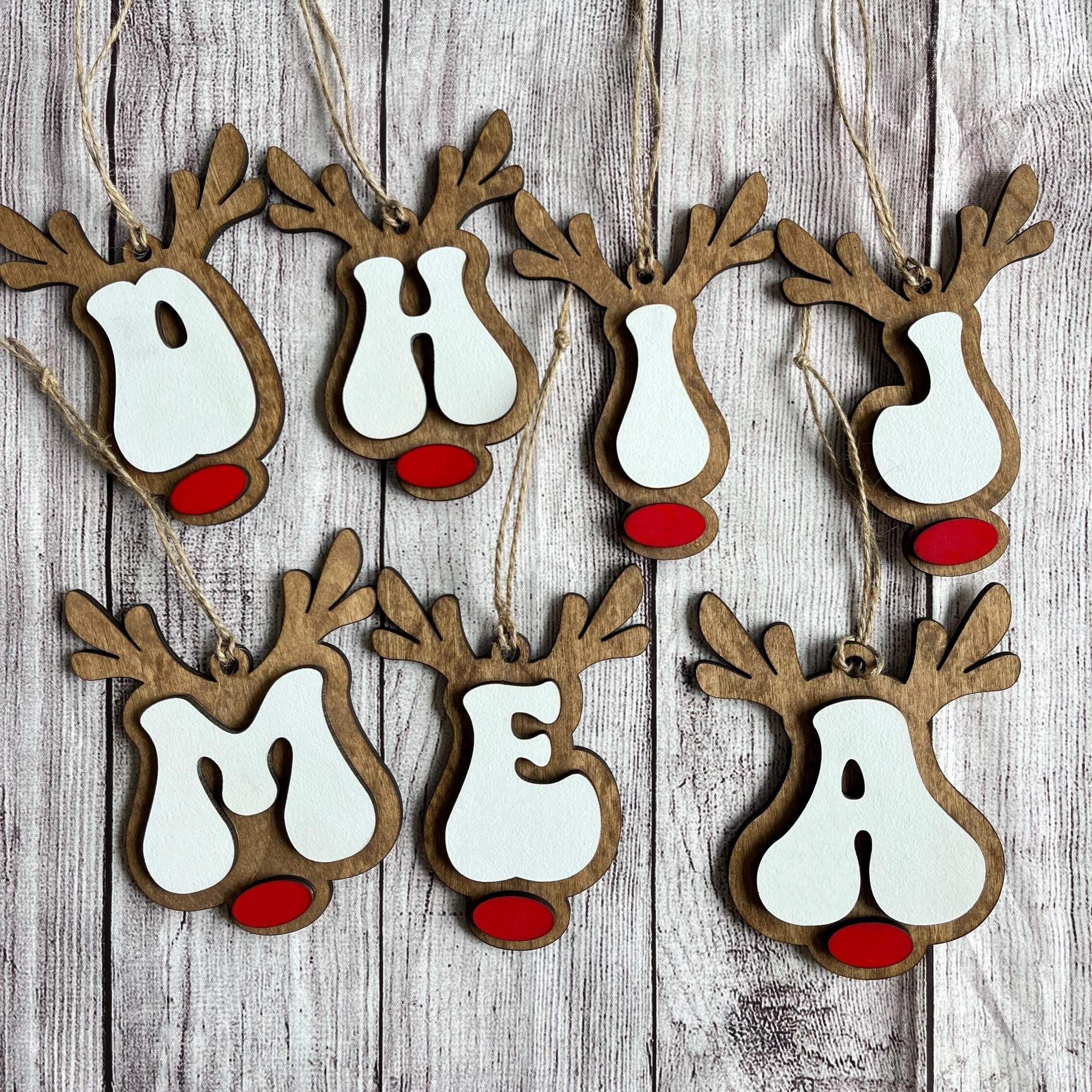 🫎🎄Reindeer Nose Letter Ornaments