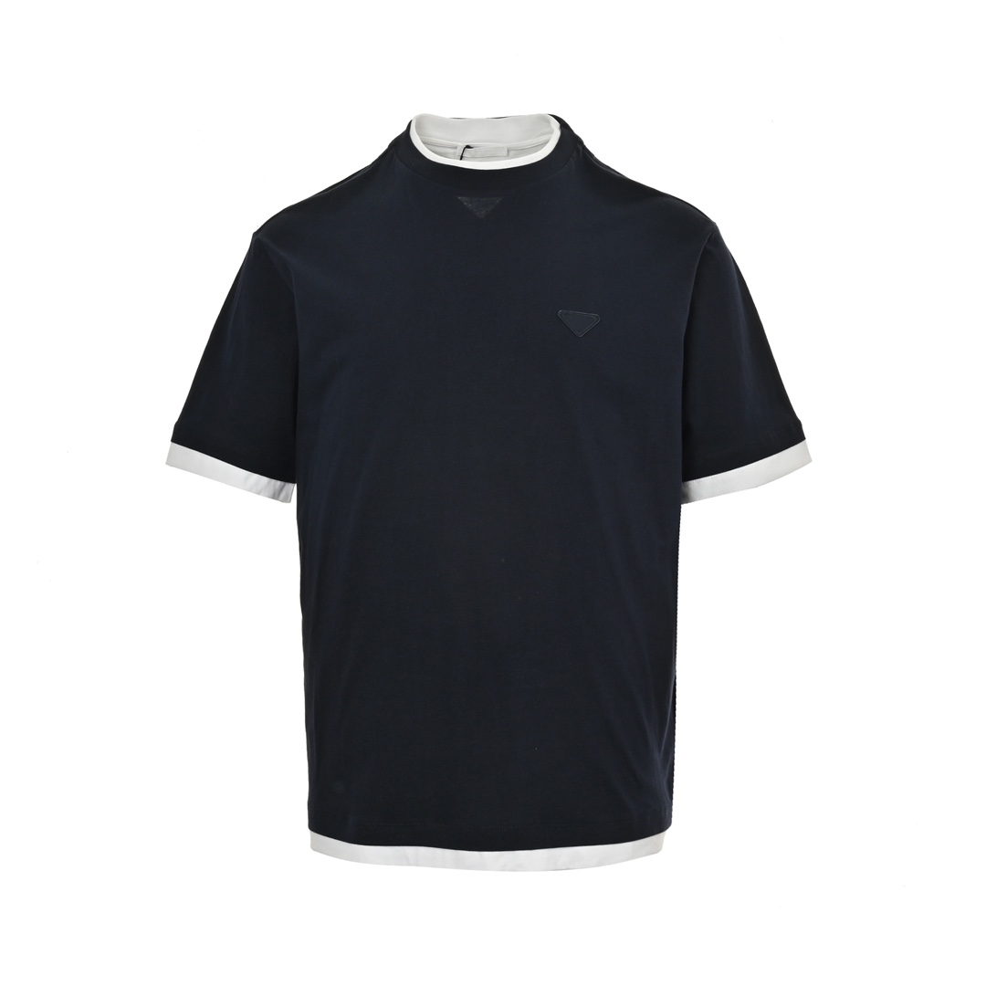 Prada 24ss triangle logo fake two-piece short sleeves