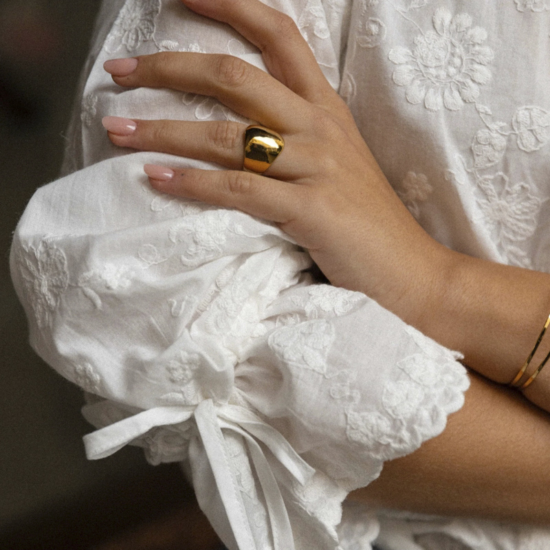 Floral Embroidery Drawstring Sleeve Women's Linen Blouse