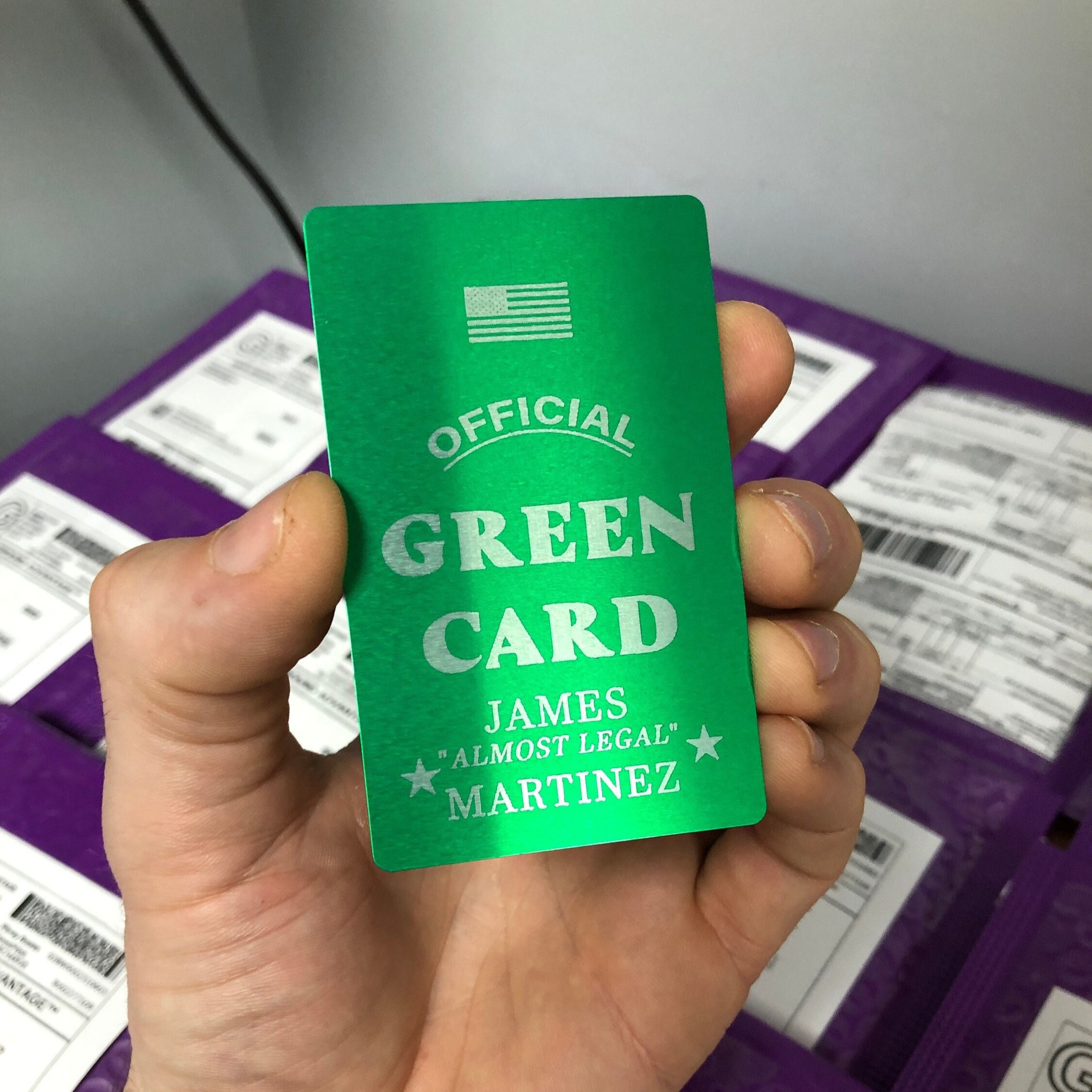 Engraved Green Card Personalized | Gag Gift