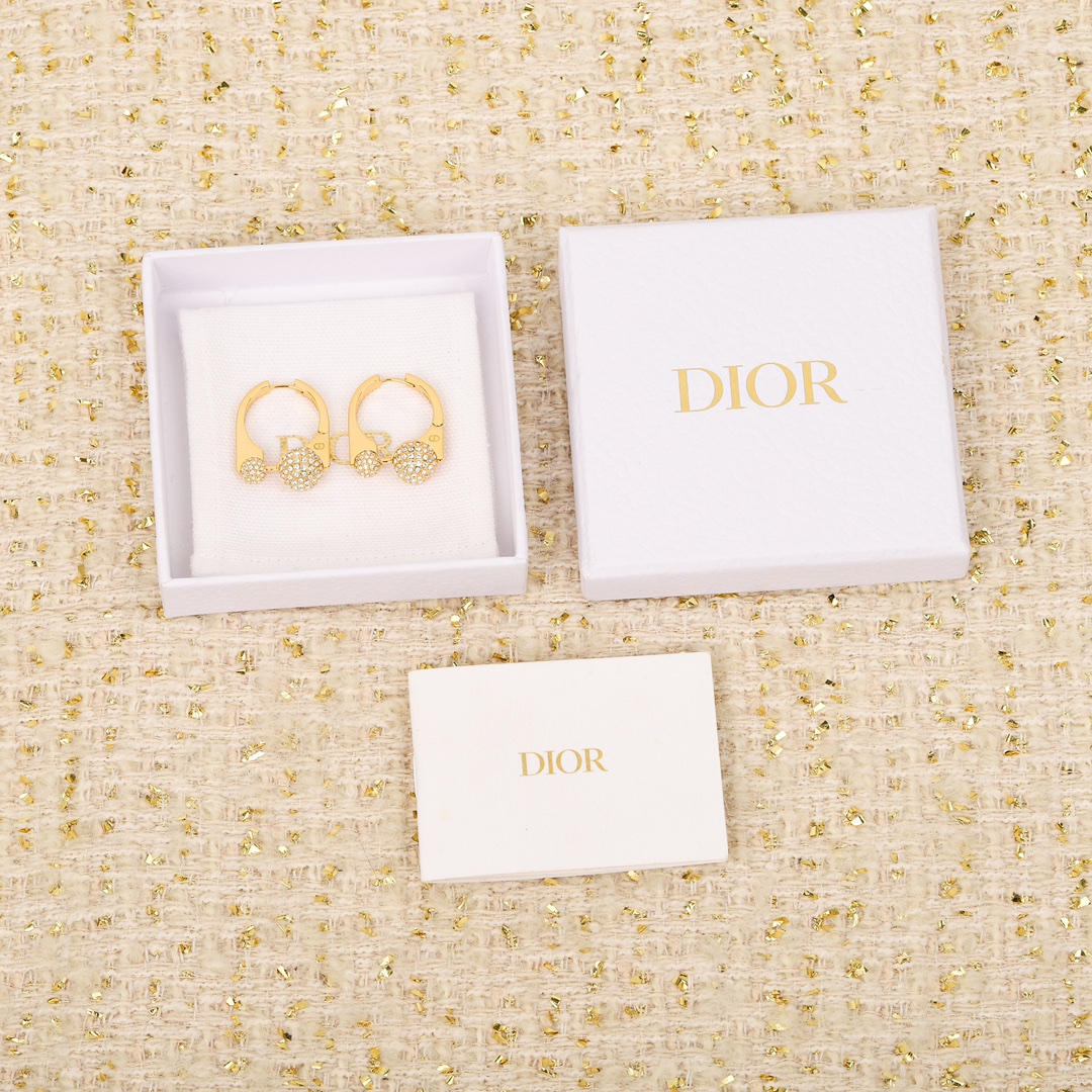 Dior large and small beads full diamond earrings