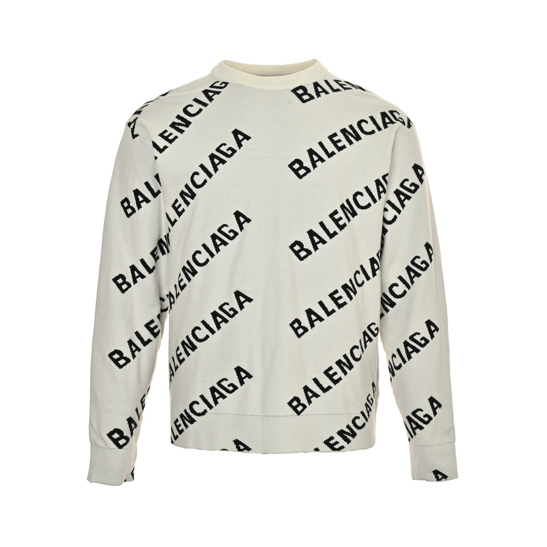 Balenciaga 24Fw jacquard lettering barrage sweater