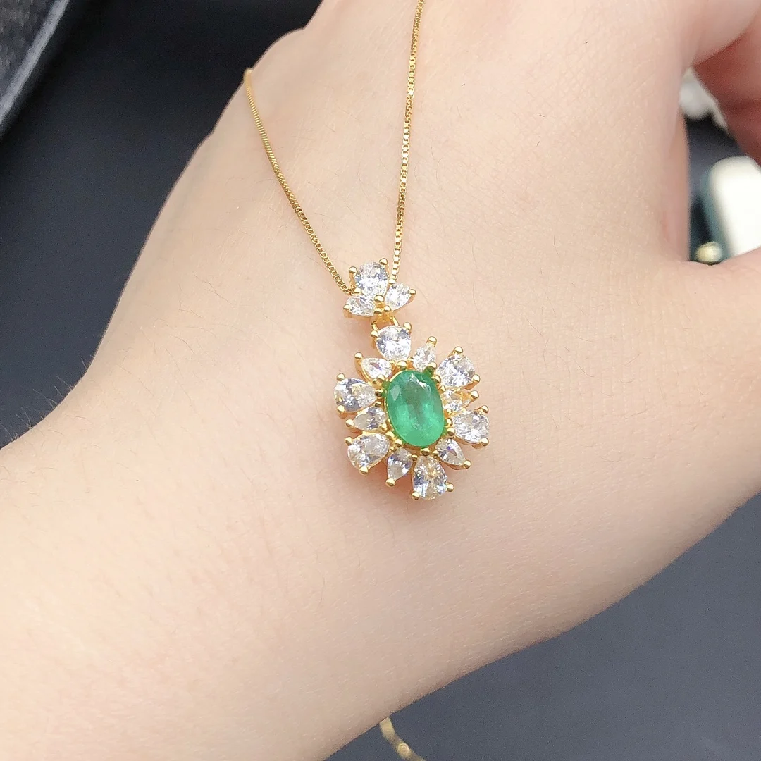 Natural Columbia Emerald Women's Necklace Christmas Pendant 925 Sterling Silver Necklace Gem Jewelry Certified Free Shipping