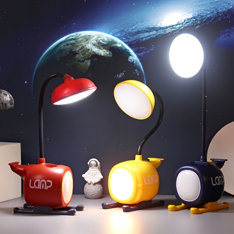 1pc Cartoon Helicopter Aircraft Usb Rechargeable Desk Lamp Eye Protection Lamp, Desk Writing Lamp, Reading Bedside Lamp
