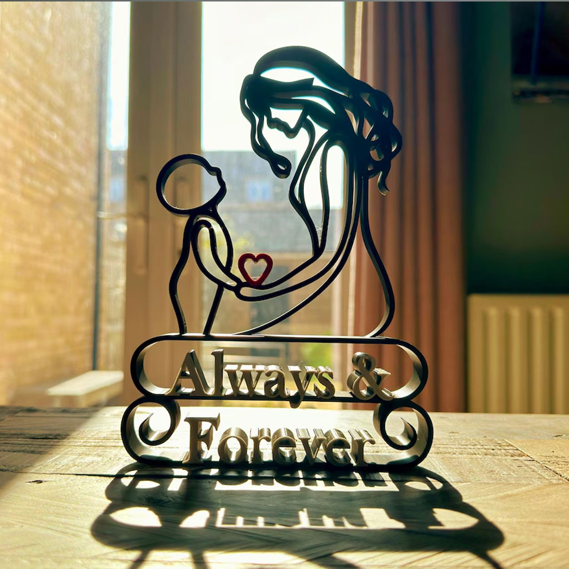 Minimalist Mother & Child Line Art Sculpture /  Custom Text