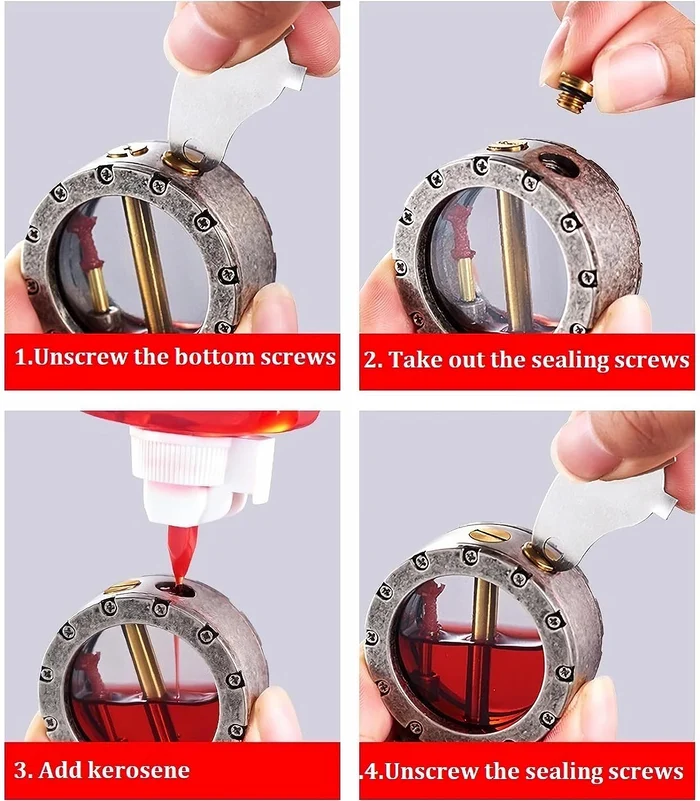 🔥Hot Sale-49% OFF🔥💖🎁Vintage Trench Lighter Transparent Kerosene Lighter Antique Steampunk Lighter Cool Unique Lighter for Men