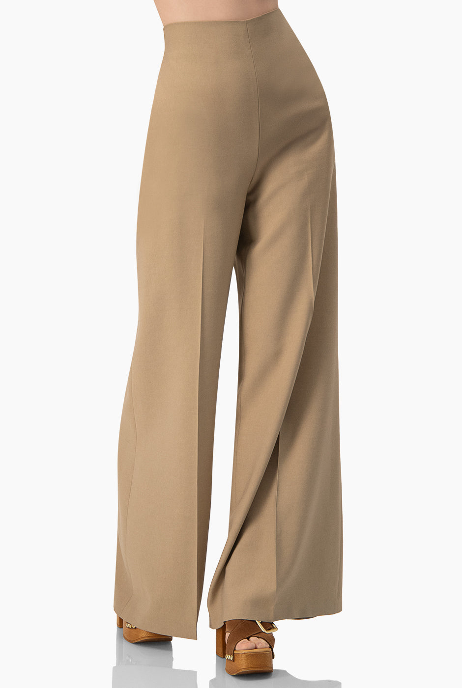 Pantalon amplio liso cafe