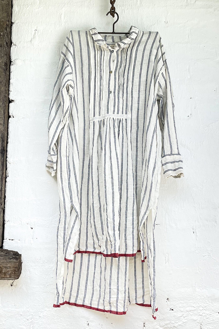 Casual Button Stripe Long Slit Shirt