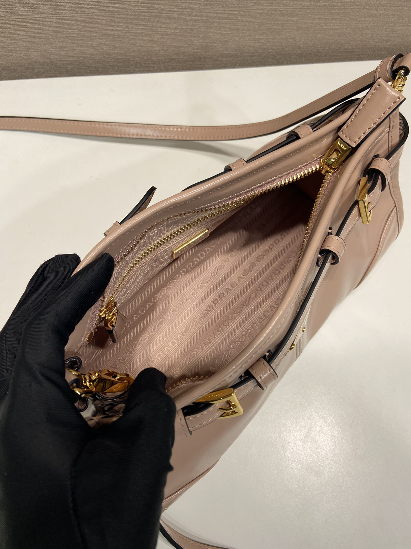 Prada LusSolf Oiled Wax Leather Shoulder Bag 1BA215