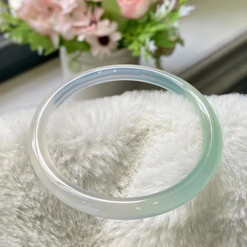 Natural Green Jade Bracelet For Women Round Gradient Color Ice Bangle High Quality Fine Jewelry Accessories Free Shipping