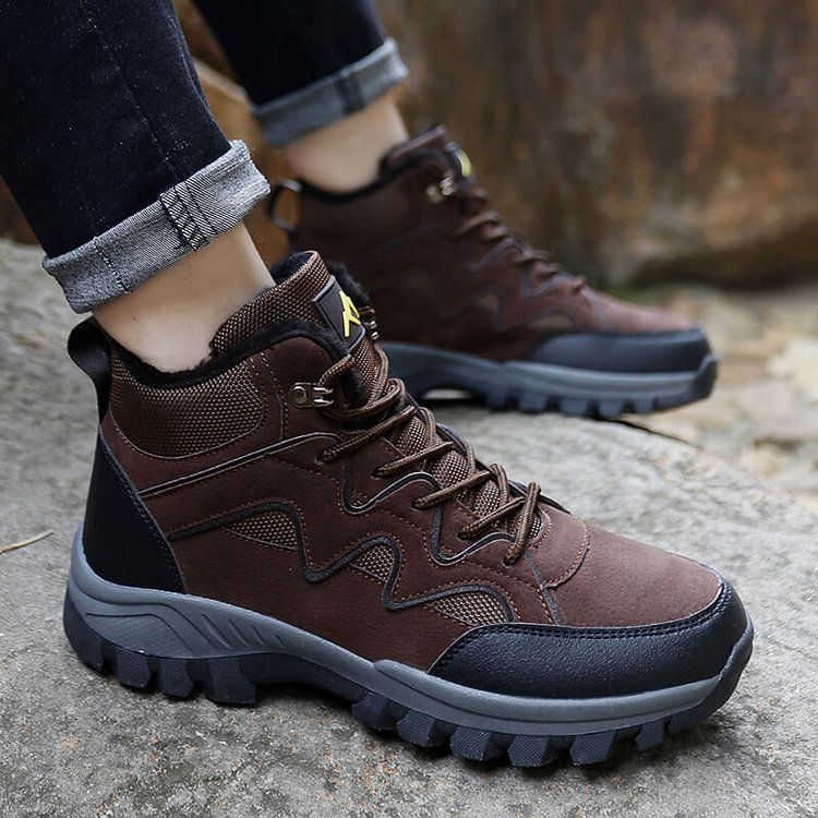 Men's High-Top Plush Outdoor Hiking Shoes