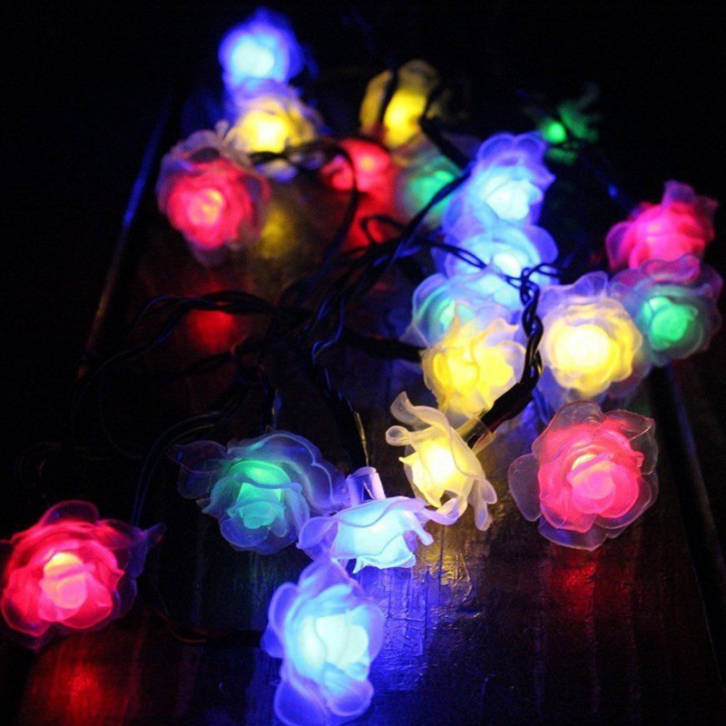 1pc, LED Outdoor Waterproof Color Lamp, Simulation Rose Flower Decorative Color Lamp, Solar Rose Lamp, String Light Spring Decoration
