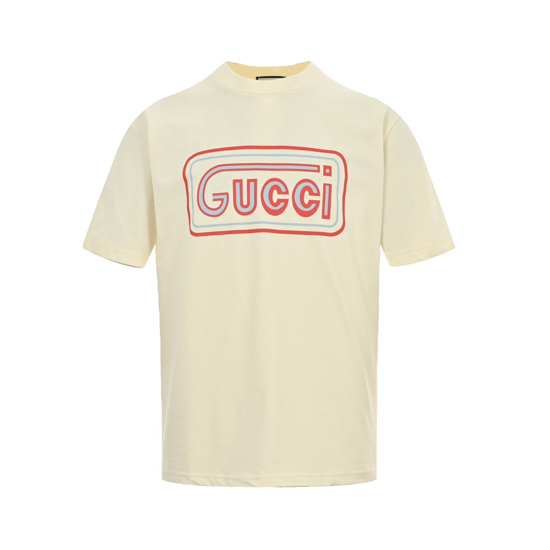 Gucci 24ss square letter print short sleeves