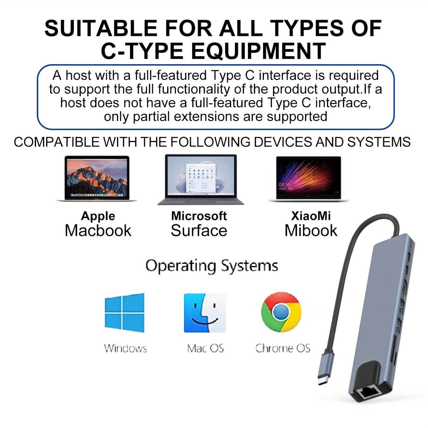 8 In 1 USB C HUB, USB C Adapter With 4K HDTV, 100W PD, USB C Port, USB 3.0,USB 2.0,RJ45 Ethernet, SD/TF Card Reader, Docking Station Compatible For MacBook Pro/Air USB C Laptops And Other Type C Devices