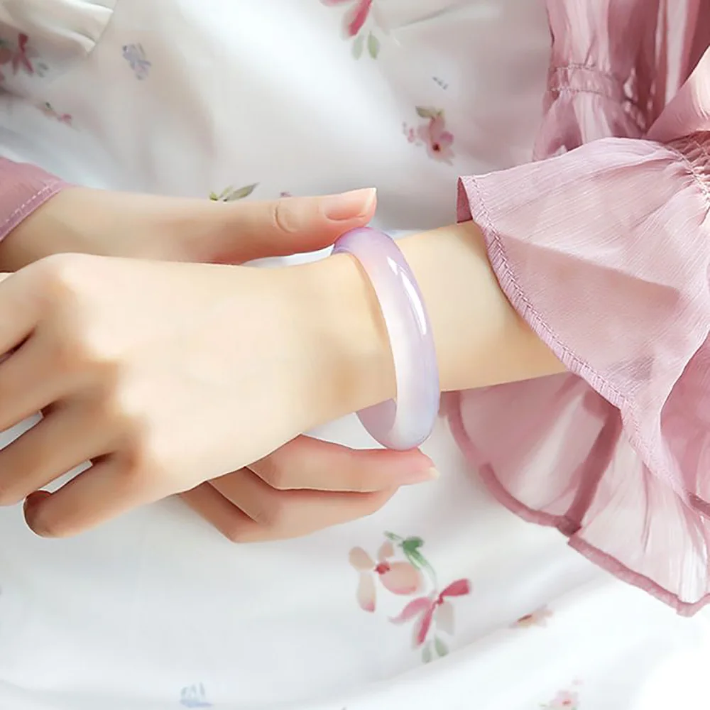 Natural Violet Jade Chalcedony Bangle Bracelet For Women Fine Jewelry Charm Jadeite Widened Jade Bracelet Gifts Free Shipping