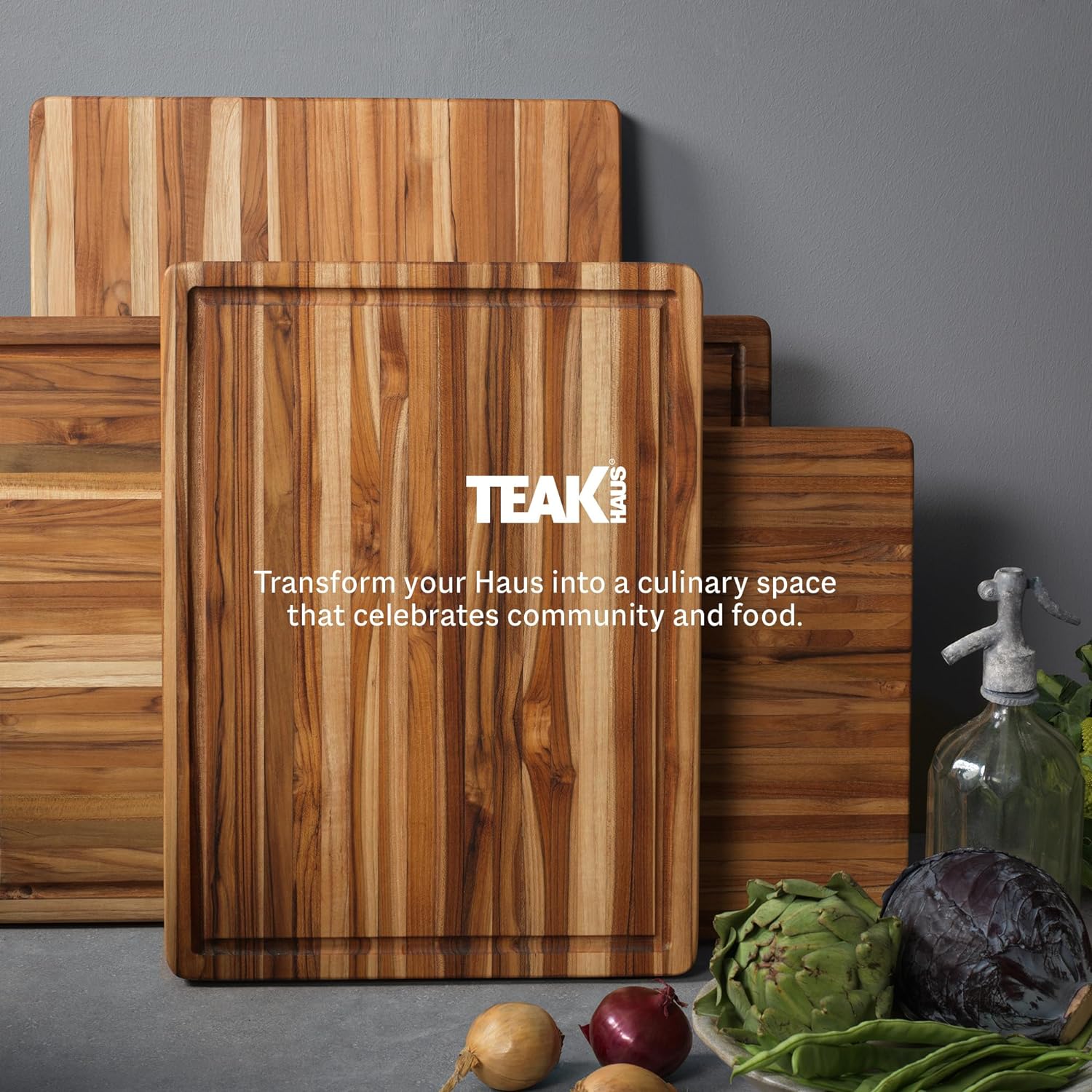 Teakhaus Cutting Board Medium Wood Cutting Board with Grip Handles