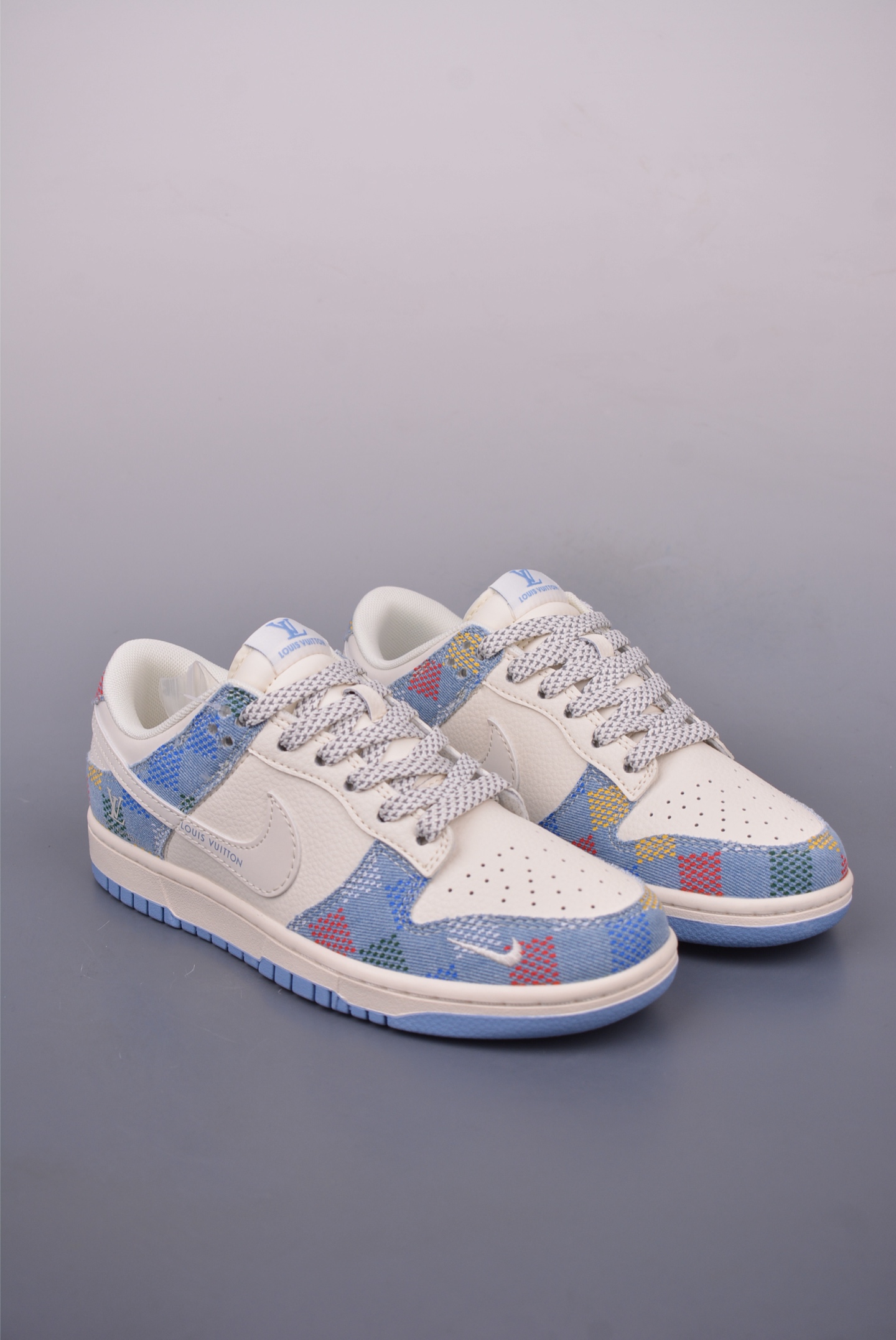 LV x Nike SB Dunk Low sneakers Off-white plaid blue FC1688-231
