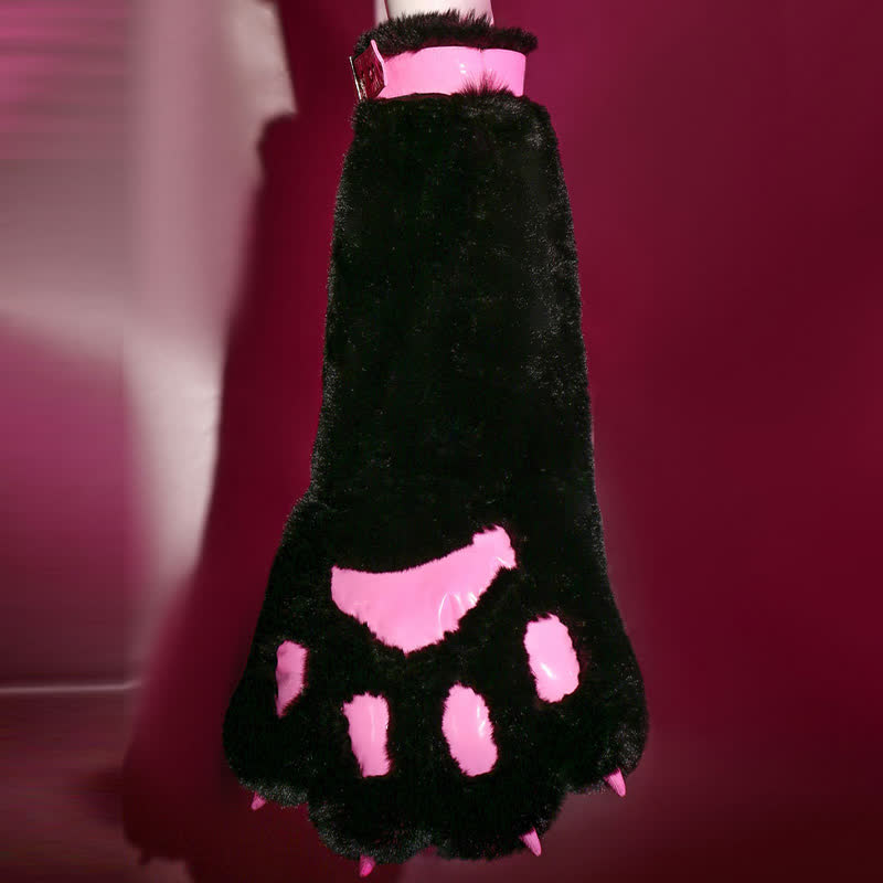 Cosplay Nurse Cat Paw Hollow Out PU Lingerie Set