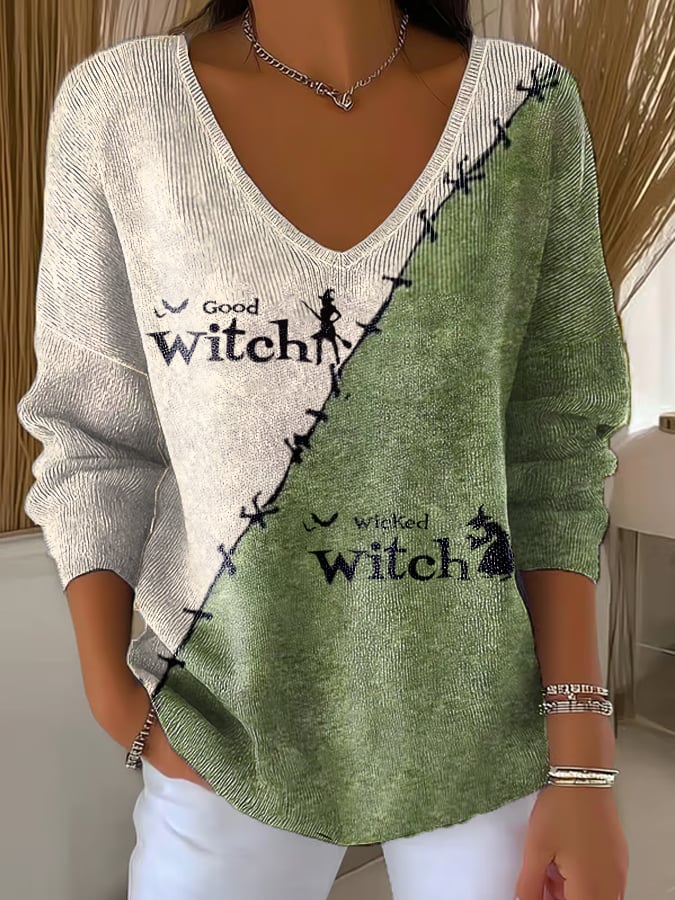 🔥Buy 3 Get 10% Off🔥Women'S Casual Good And Evil Witch Long-Sleeved T-Shirt