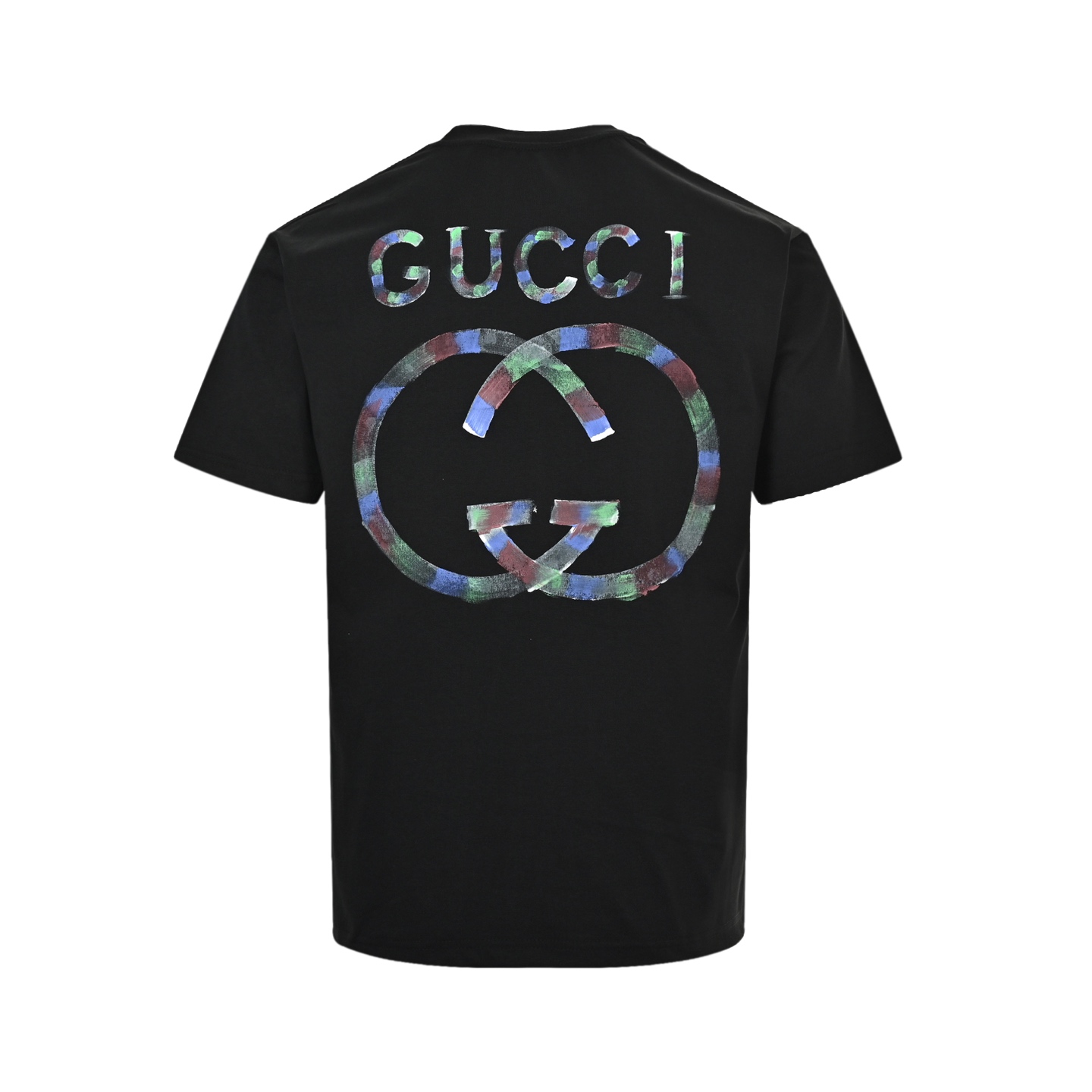 Gucci 25ss graffiti hand-painted double G print short sleeve