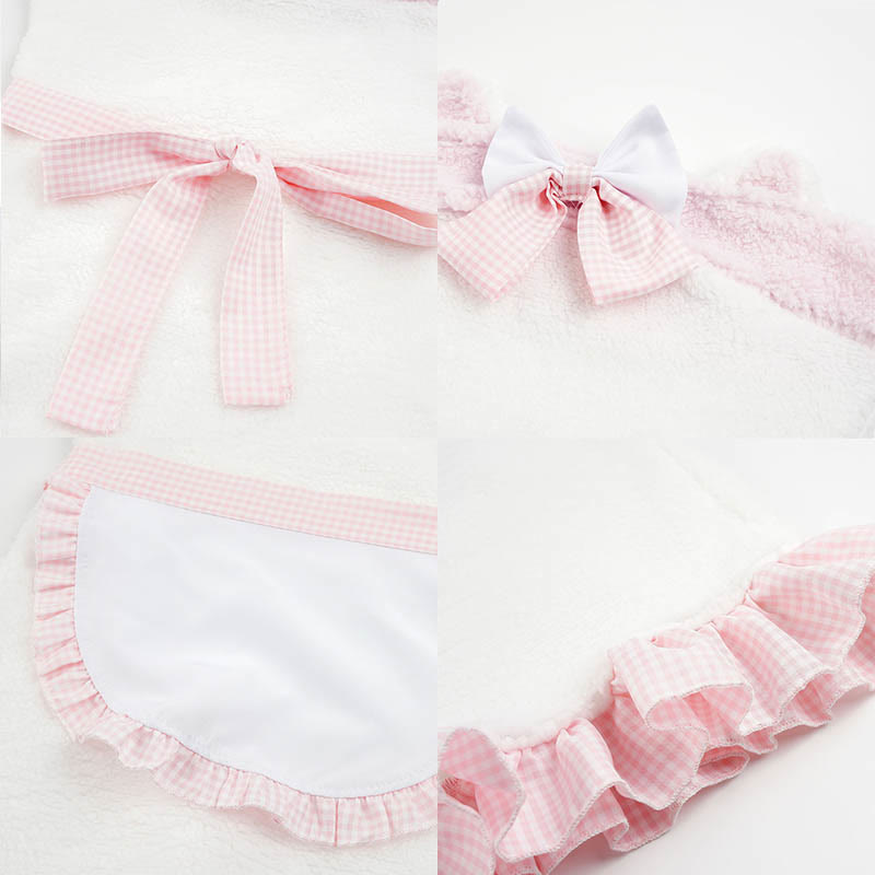 Kawaii Bow Knot Fuzzy Maid Apron Dress Lingerie