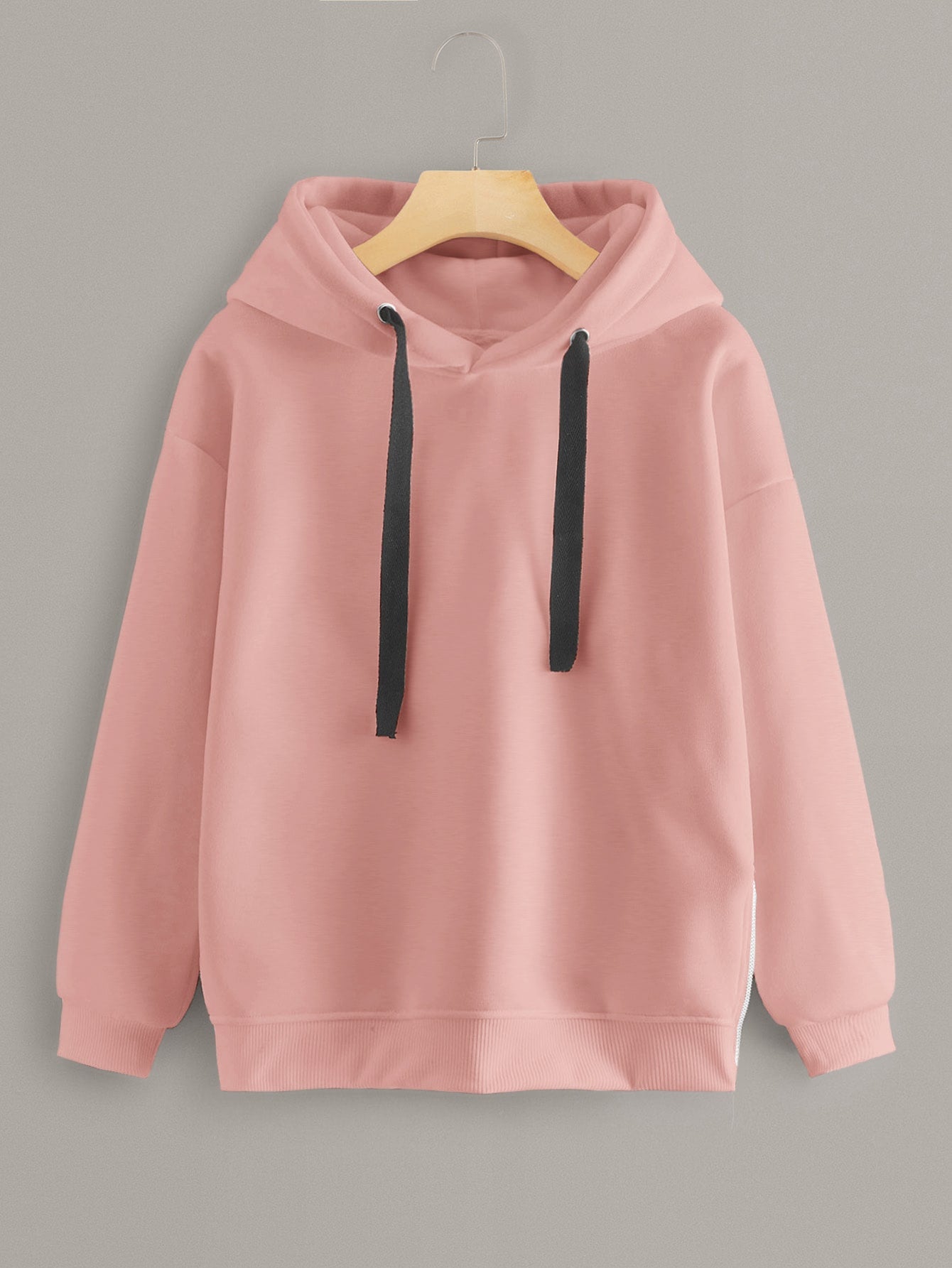 Drop Shoulder Drawstring Hooded Sweatshirt