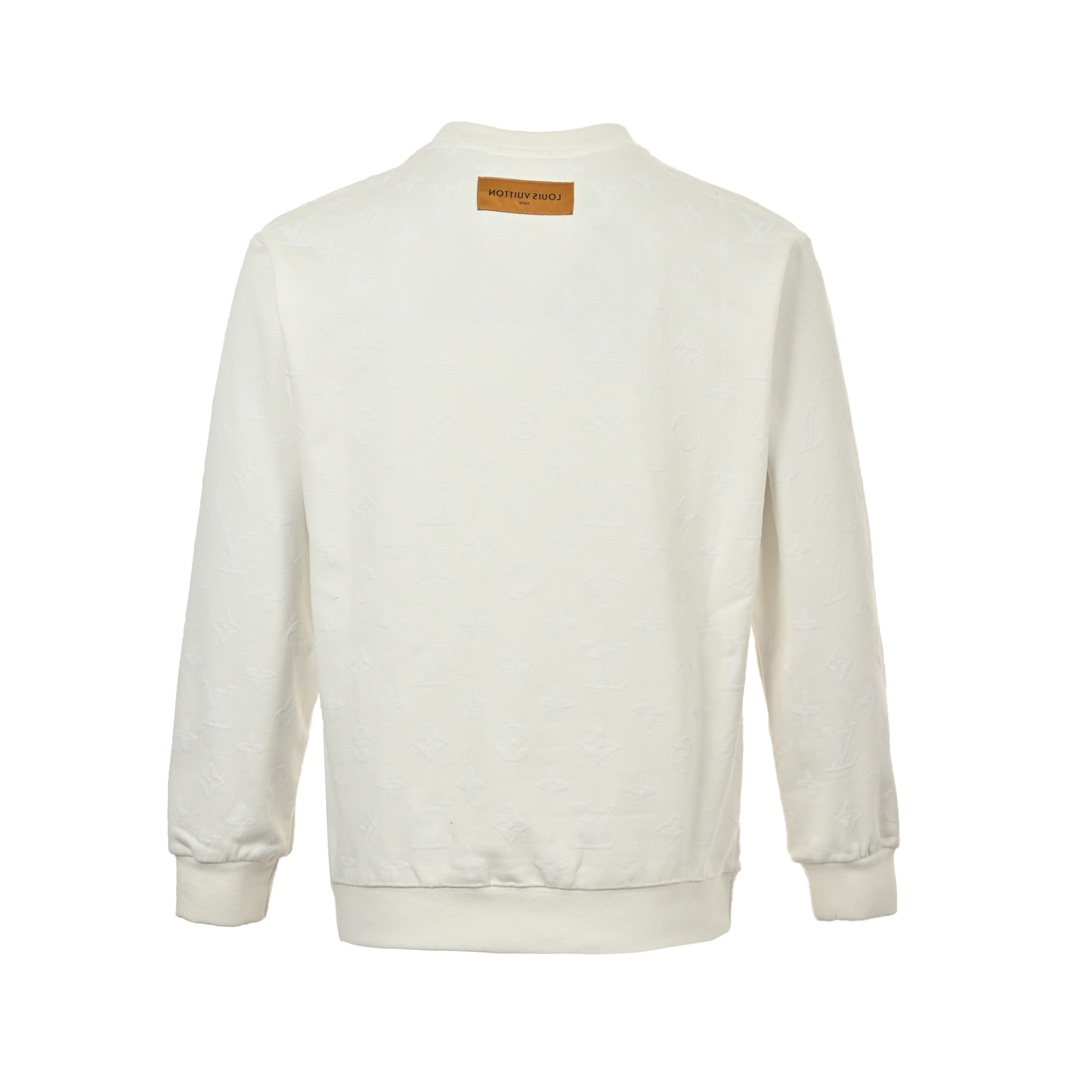 Louis Vuitton 24Fw all-over monogram flocked print crewneck sweatshirt
