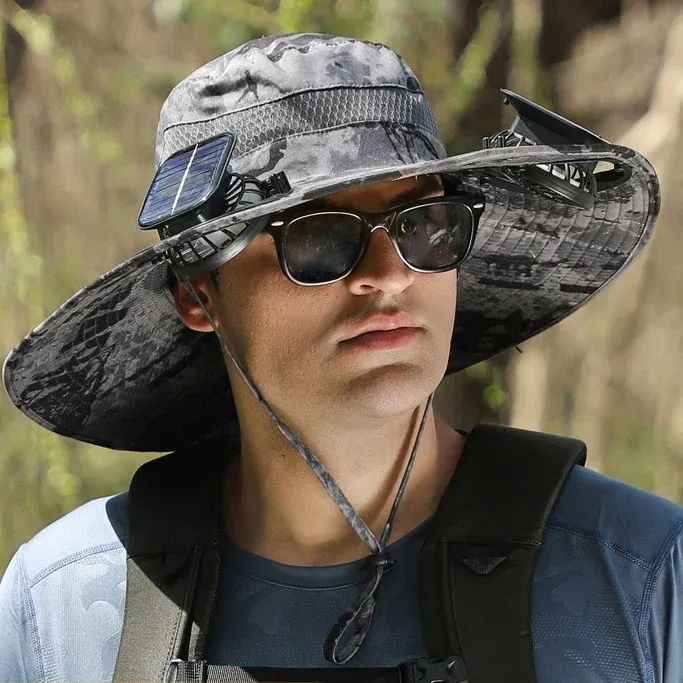 🔥EARLY SUMMER SALE 50% OFF⚡- Outdoor Wide Brim Sun Hat With Solar Fan