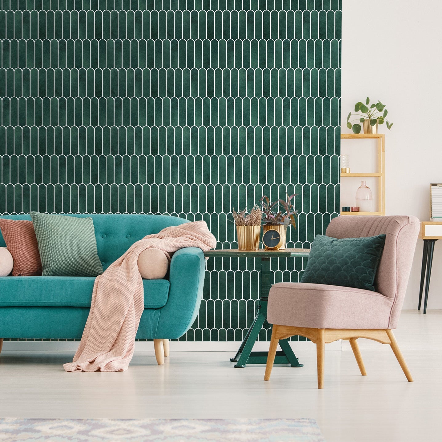 3D Forest Green Fish Scale Peel and Stick Wall Tile