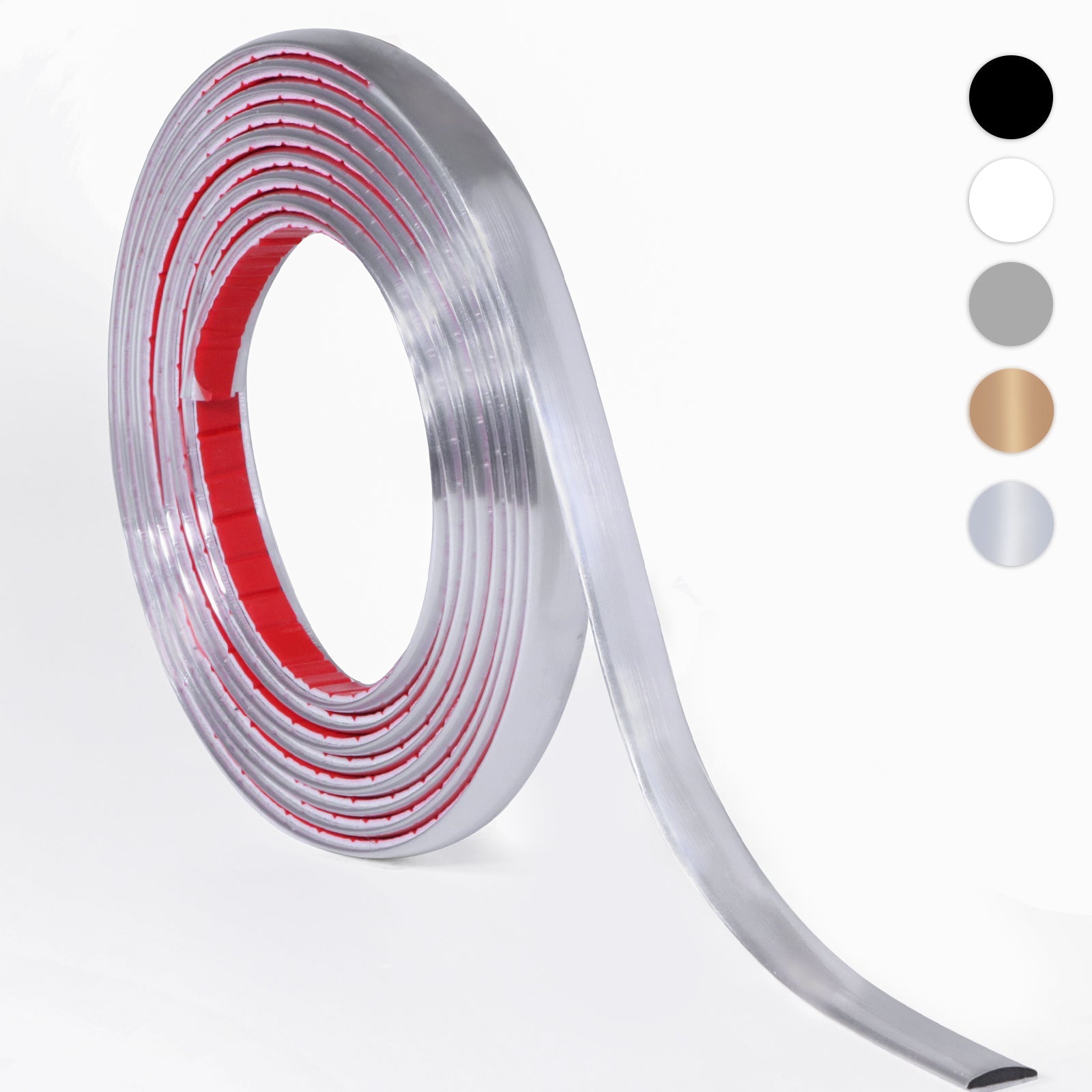 10 Feet Silver Peel and Stick Tile Edge Trim Roll Pack