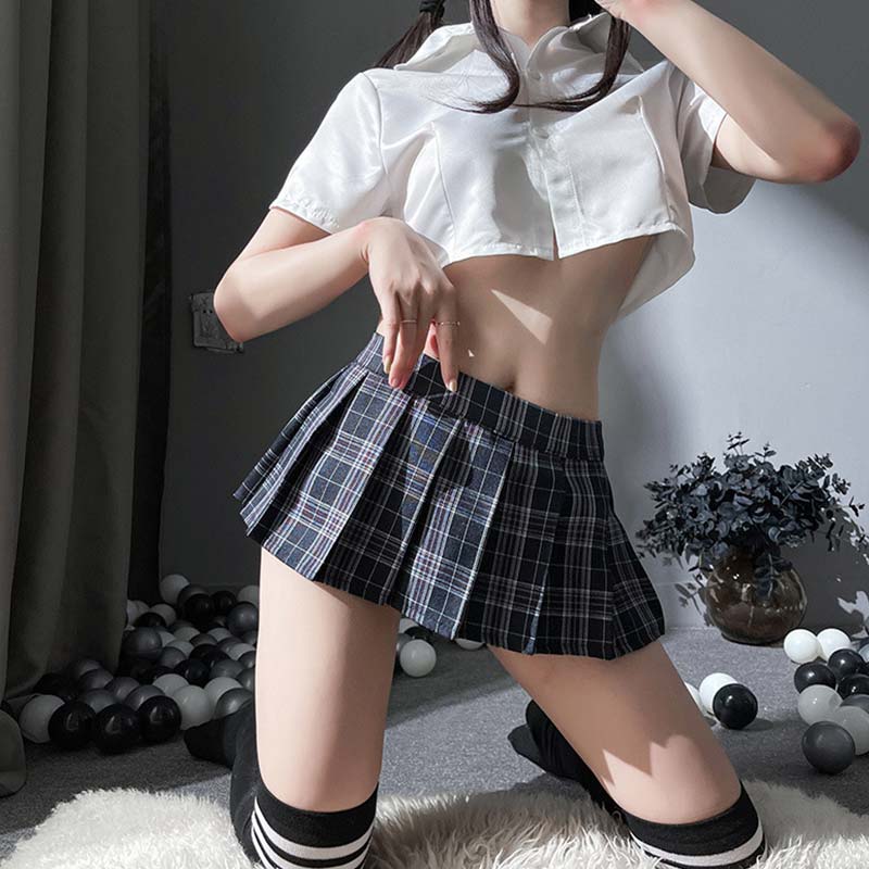 JK Uniform Nightdress Stockings Lingerie Plaid Dress