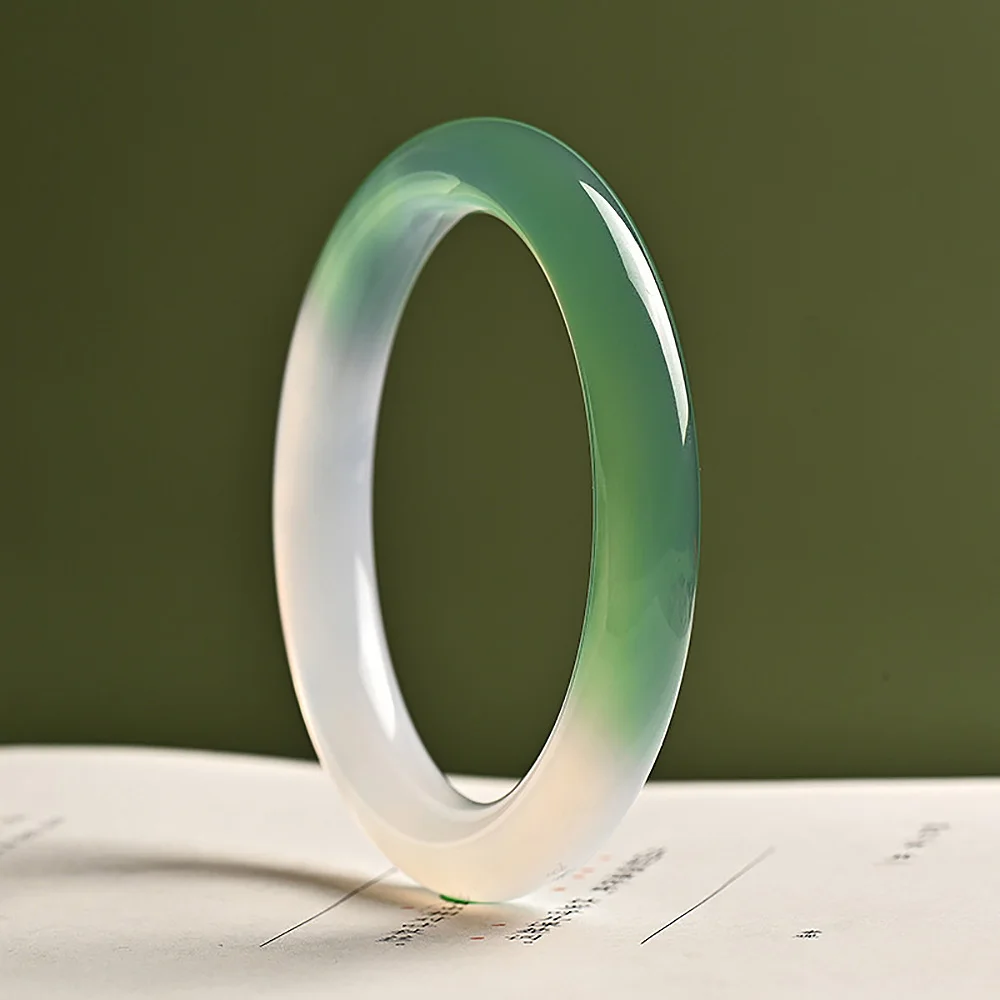 Natural Ice Green Jade Bracelet Charm Jadeite Round Bangles For Women Fine Jewelry Accessories Holiday Gifts Free Shipping