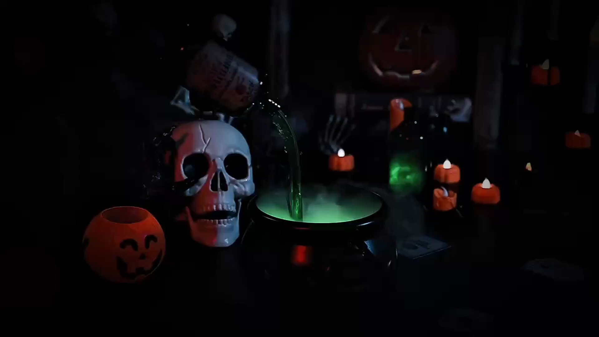 Halloween Decorations Indoor - Cauldron Halloween Decor with Magic Floating Potion Bottles and Diffuser💀