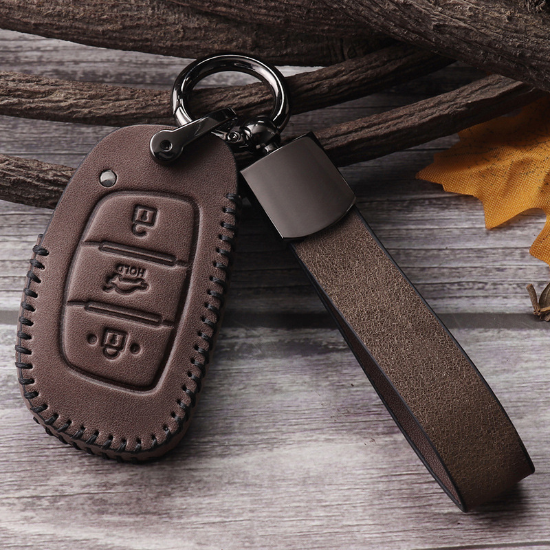 Buttons Genuine Leather Car Key