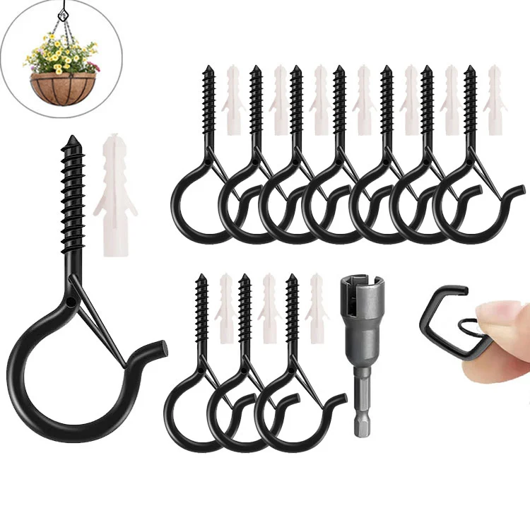 🎄🎅 Early Christmas Sale 50% OFF-10pcs Square Snap Hanging Hooks - Anti-Drop Bonsai Hooks with Safety Buckles for Christmas Rope String Lights