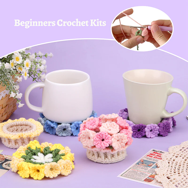 🔥Last Day 50% OFF🔥Crochet Flower Kits Coasters For Beginners📦BUY 2 GET 10% OFF & FREE SHIPPING NOW