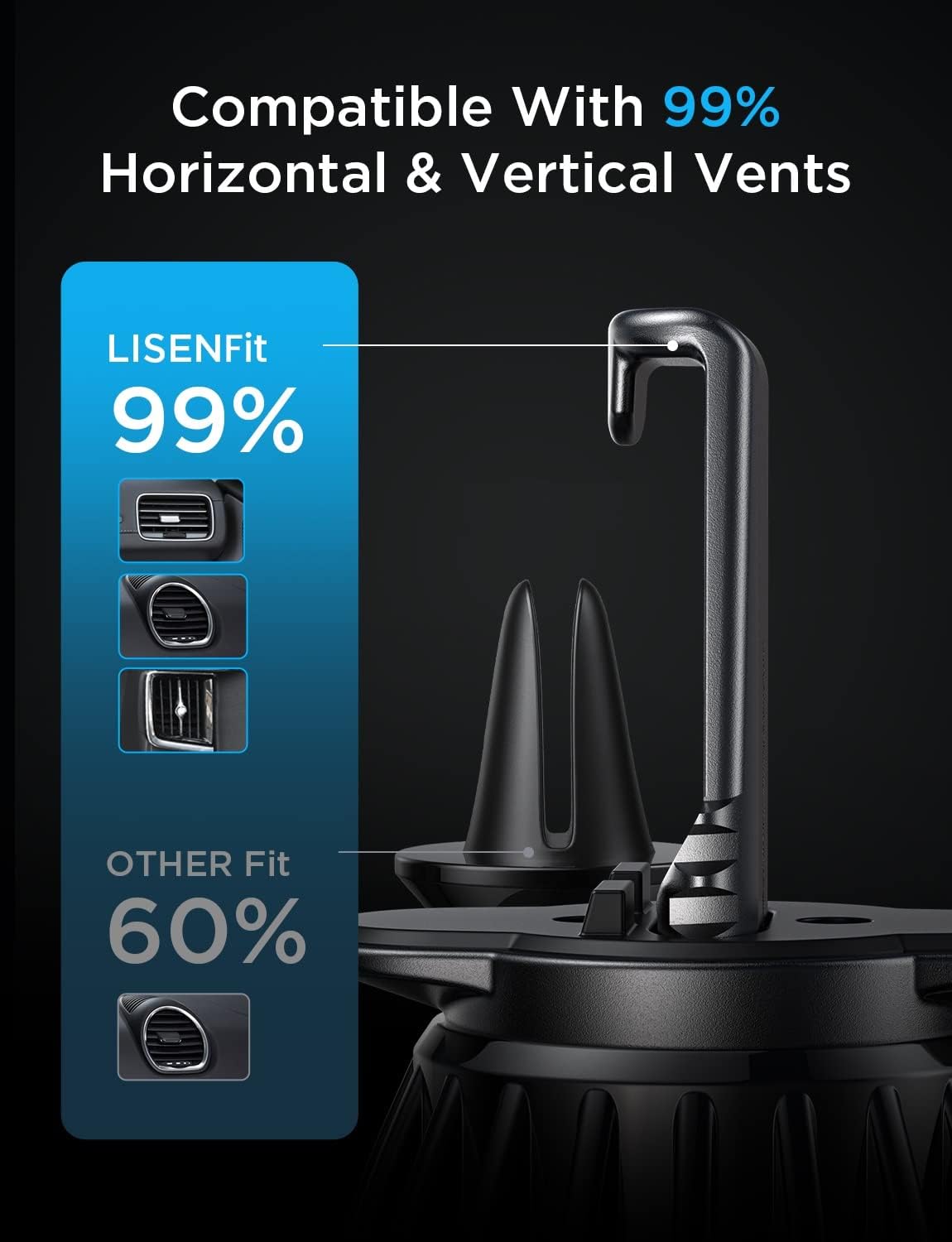 LISEN 2 Pack Magnetic Phone Holder for Your Car Mount 6 Military Magnets Car Phone Holder Mount Vent Cell Phone Holdeer Mount Vent Cell Phone Holder (20X Powerful: Gold)