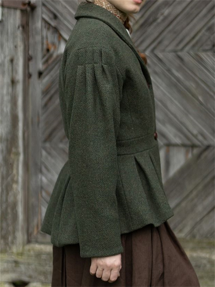 Vintage Classy Pintucked Pleats Wool Jacket